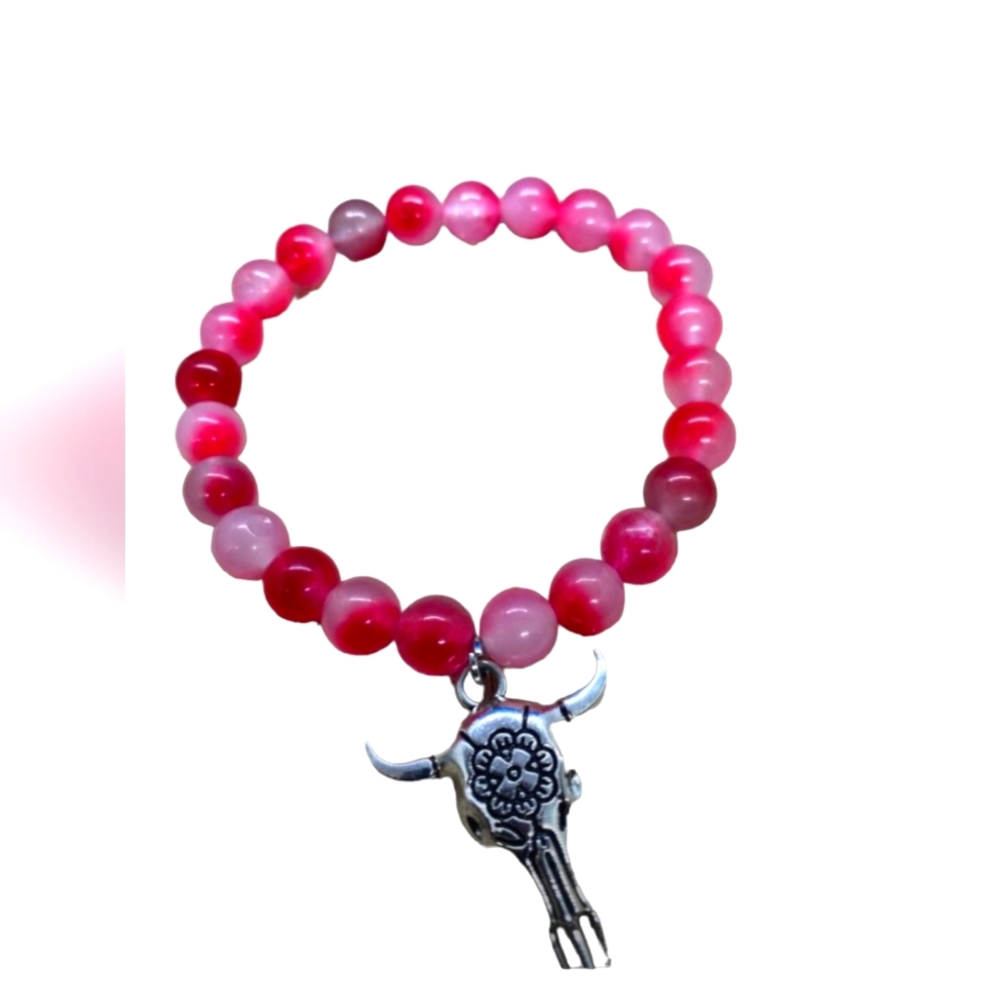 NEW Handcrafted Pink Beaded Stretchable Bracelet